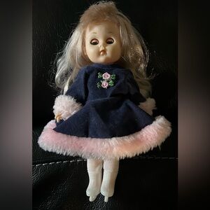 Vintage VOGUE DOLL 8” GINNY Ice Skating Princess Hong Kong Vintage Fur Coat